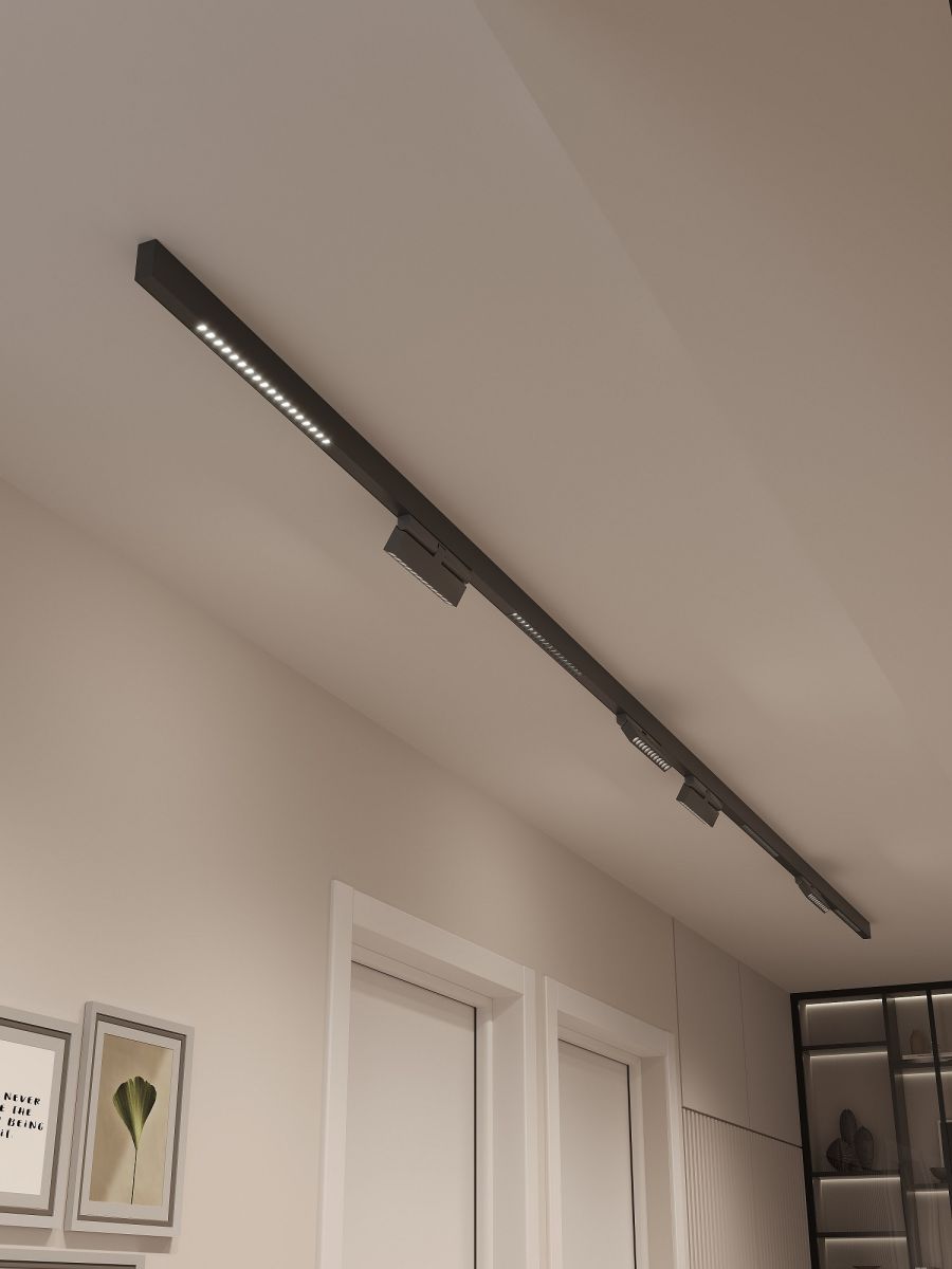 Трековая система со светильниками №7 трехфазная накладная Eldeko (48В, форма - прямая, 4м, 4000K) черная Hesby Lighting HSBL_kompl_E007_NI4B4K в Санкт-Петербурге