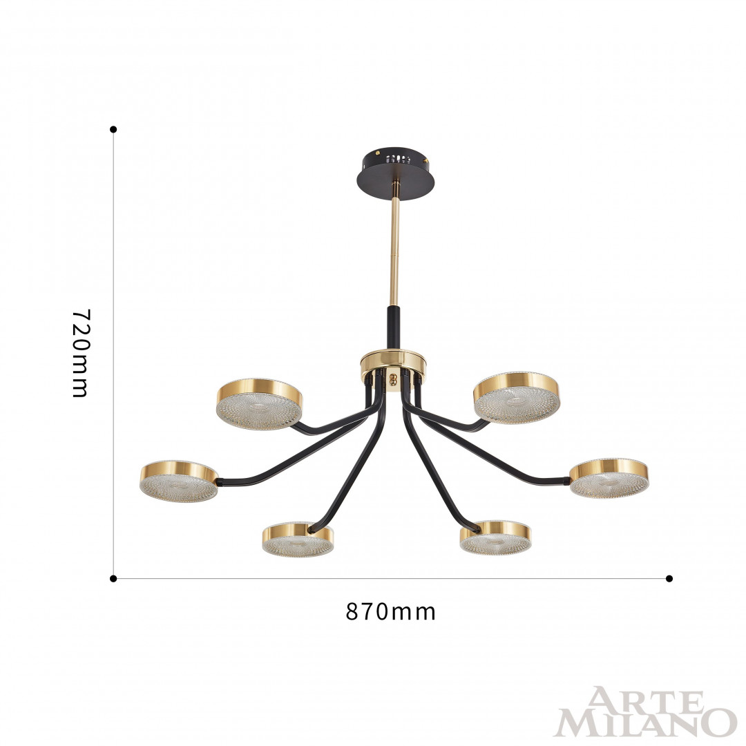 Люстра на штанге Arte Milano Ferrara 276079/6 BK/GD в #REGION_NAME_DECLINE_PP#