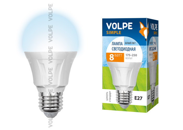 Лампа светодиодная (09452) Volpe E27 8W 4500K матовая LED-A60-8W/NW/E27/FR/S в #REGION_NAME_DECLINE_PP#