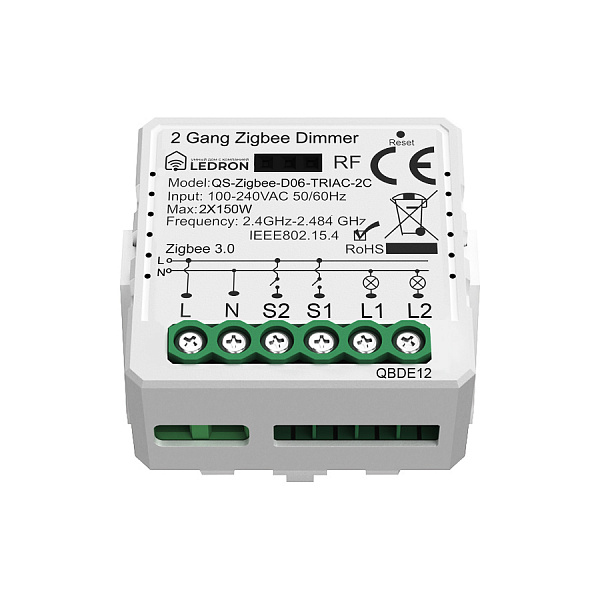 Диммер двухканальный Ledron QS-Zigbee-D06-TRIAC-2C 00000019223 в Санкт-Петербурге