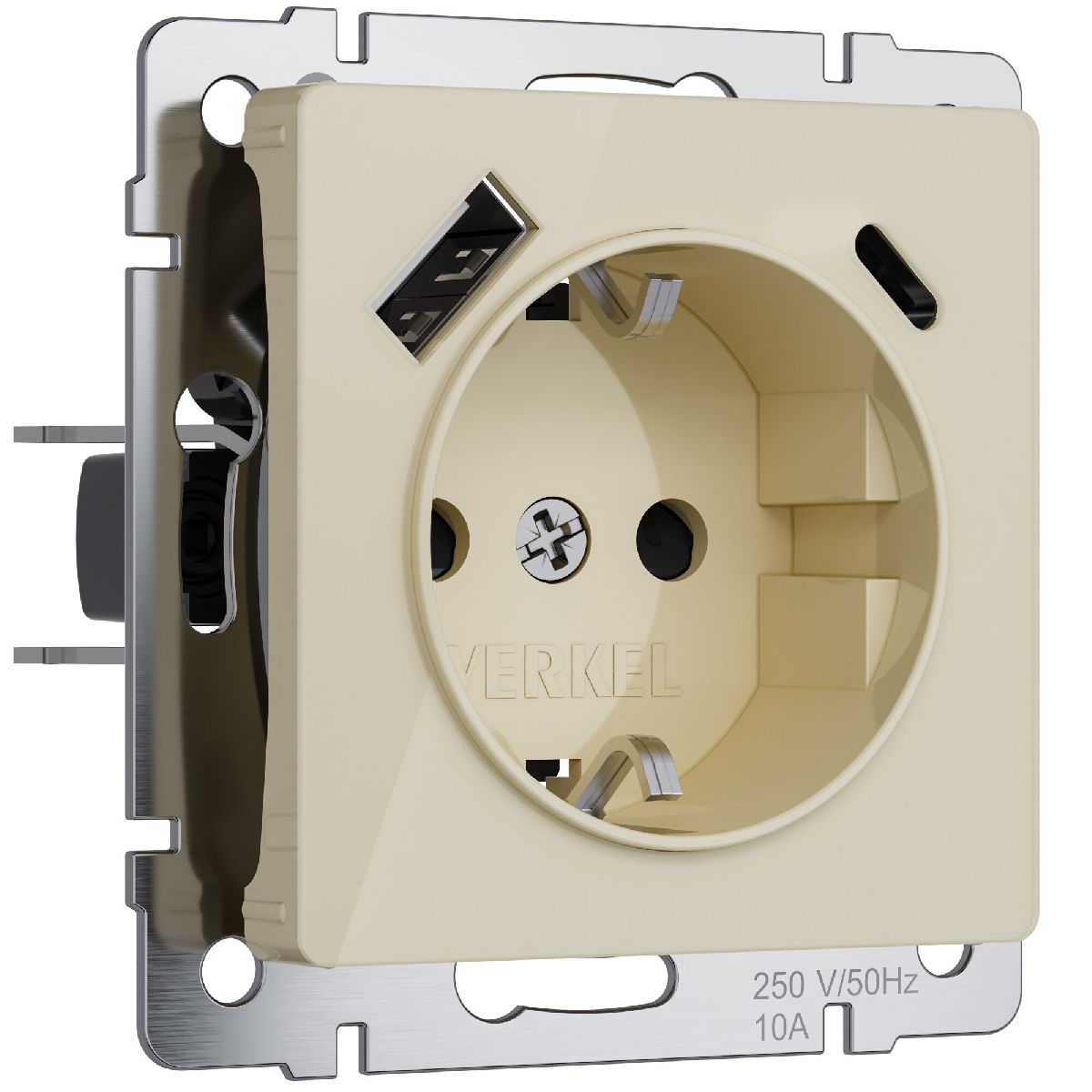Розетка с заземлением, шторками и USB тип A+C Werkel 4690389197833 W1171743 a064131 в Санкт-Петербурге