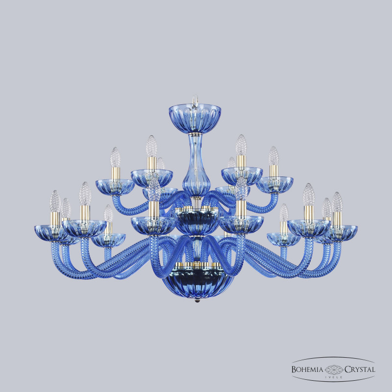 Подвесная люстра Bohemia Ivele Crystal 1311/12+6/360/2d G Aq/Aquamarine/M-1H в Санкт-Петербурге