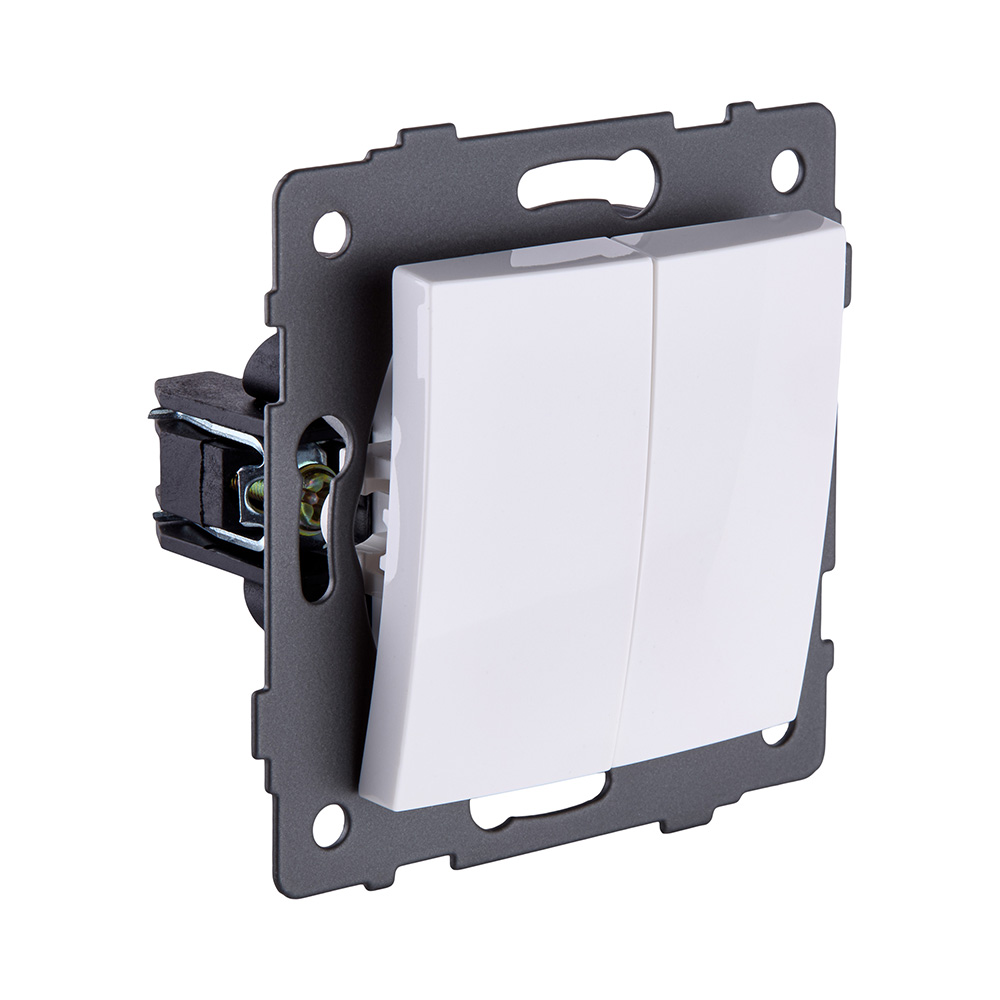 Выключатель 2-клавишный проходной 10А/250В, изогнутый, белый Kollinger REA-R-009WH для Aspekt, Eleganz, Reflex в Санкт-Петербурге