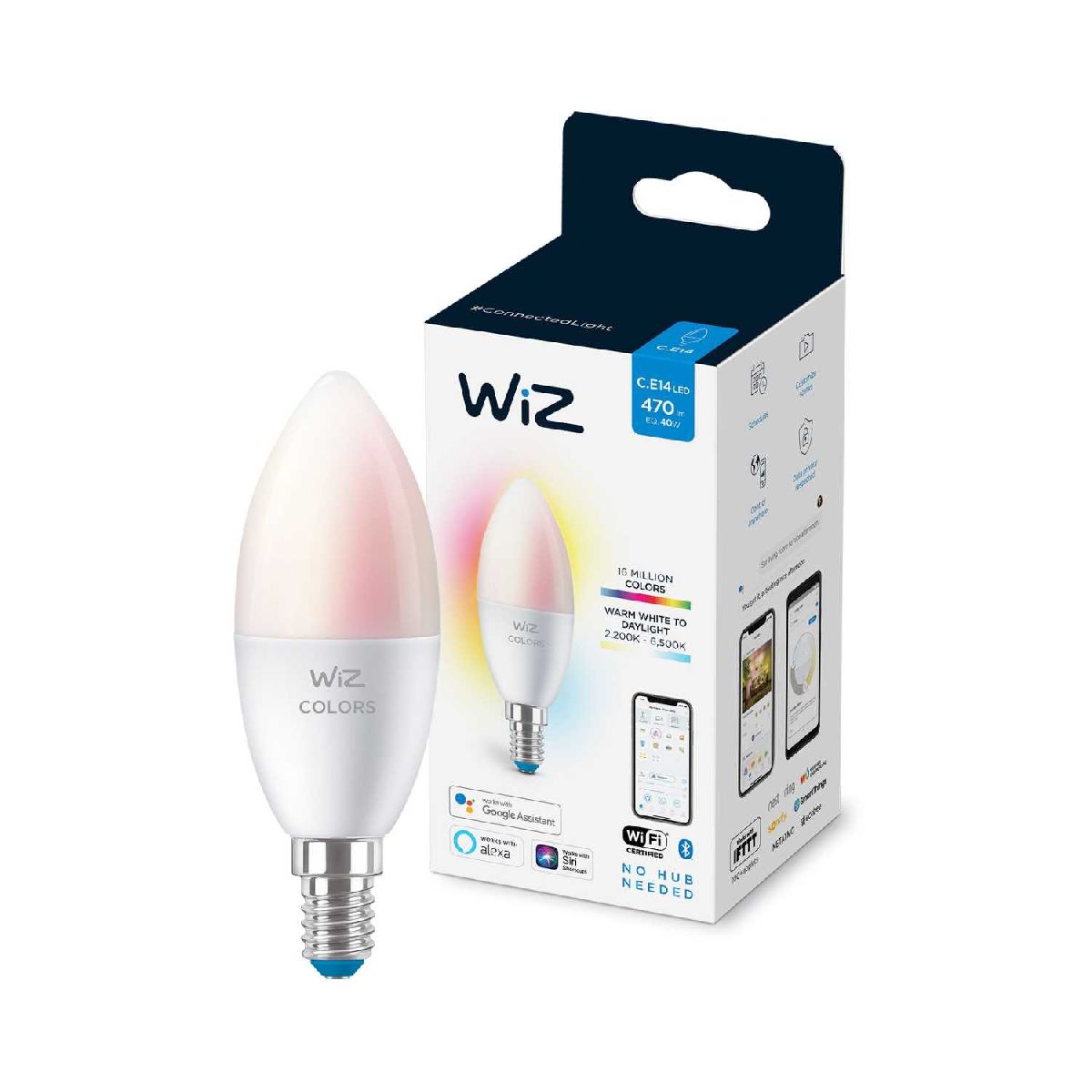 Умная светодиодная лампа Wiz Wi-Fi BLE40WC37E14922-65RGB1PF/6 E14 4,9W 2200/6500K 929002448802 в Санкт-Петербурге