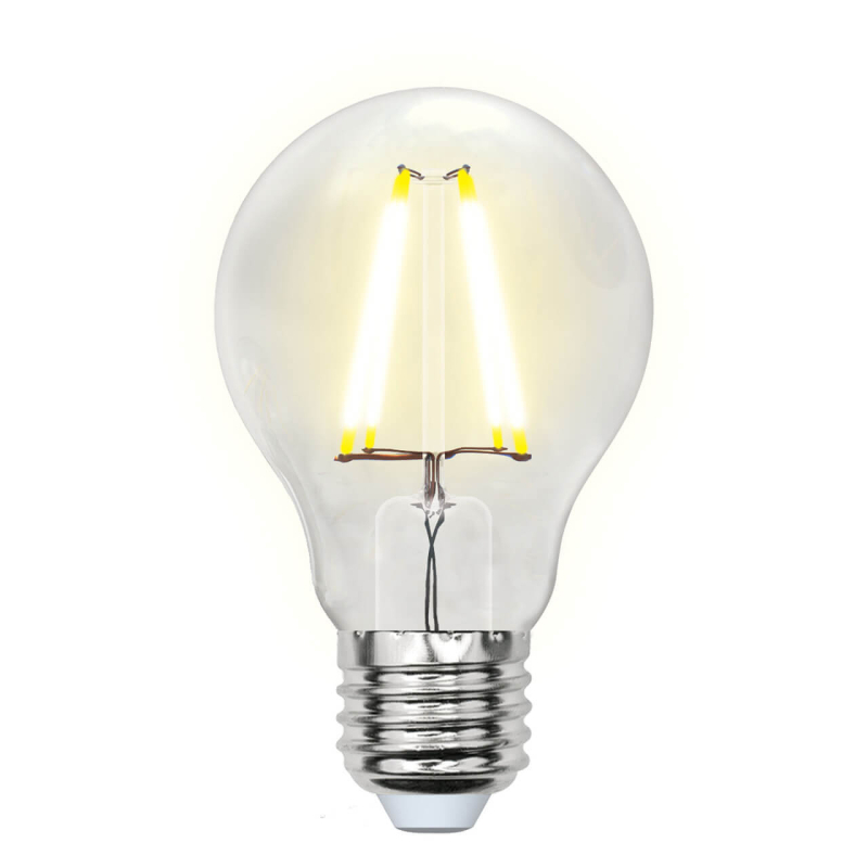 Лампа светодиодная филаментная Uniel E27 8W 3000K груша прозрачная LED-A60-8W/WW/E27/CL GLA01TR Набор из 5штук UL-00008080 в #REGION_NAME_DECLINE_PP#