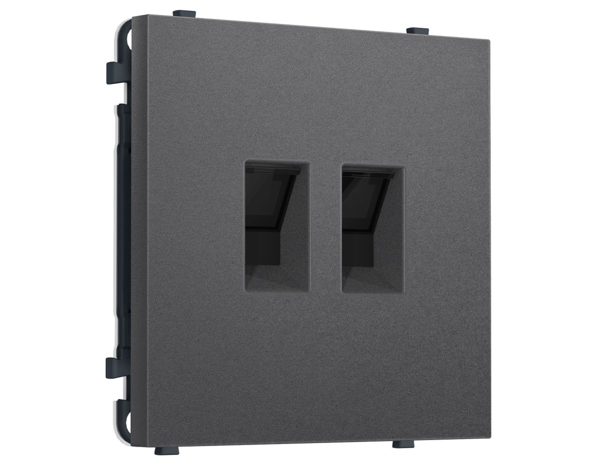 Комплект механизма компьютерной двойной розетки SIGMA Антрацит серый RJ-45 Ambrella Volt MS662110 (SP6621, PR189) в #REGION_NAME_DECLINE_PP#