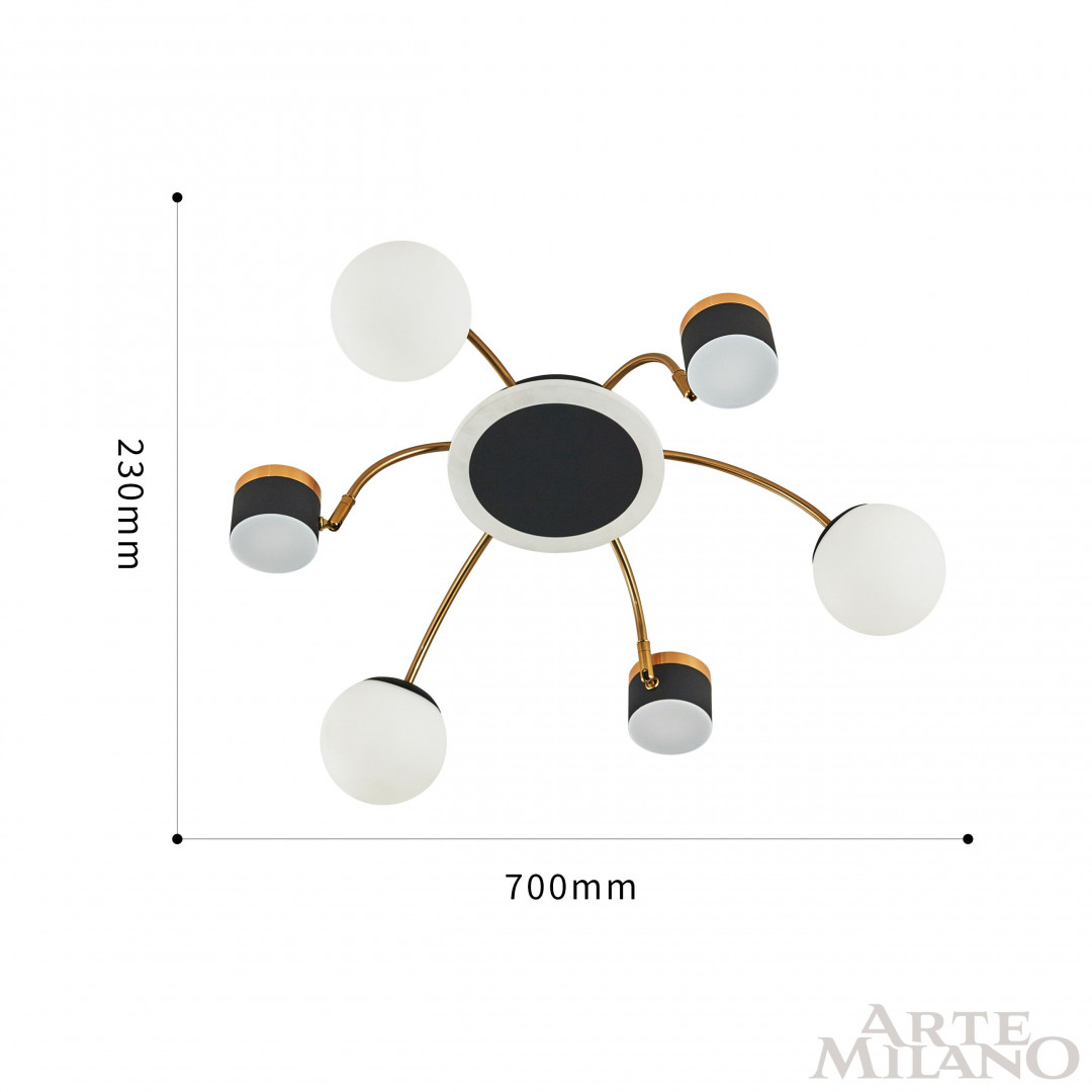 Потолочная люстра Arte Milano 272040/6 BK/GD в Санкт-Петербурге