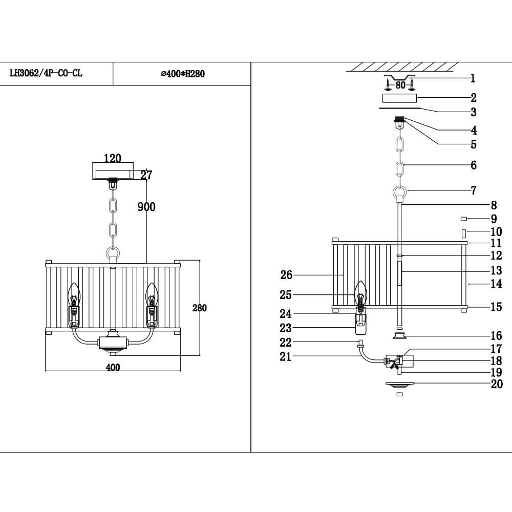 Подвесная люстра Lumien Hall Lenora LH3062/4P-CO-CL в Санкт-Петербурге