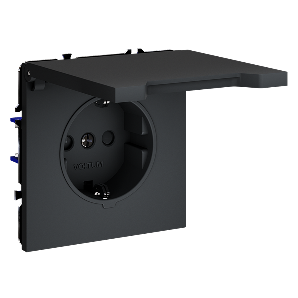 Розетка с защитными шторками и крышкой Voltum S70 VLS040307 (графит) в #REGION_NAME_DECLINE_PP#