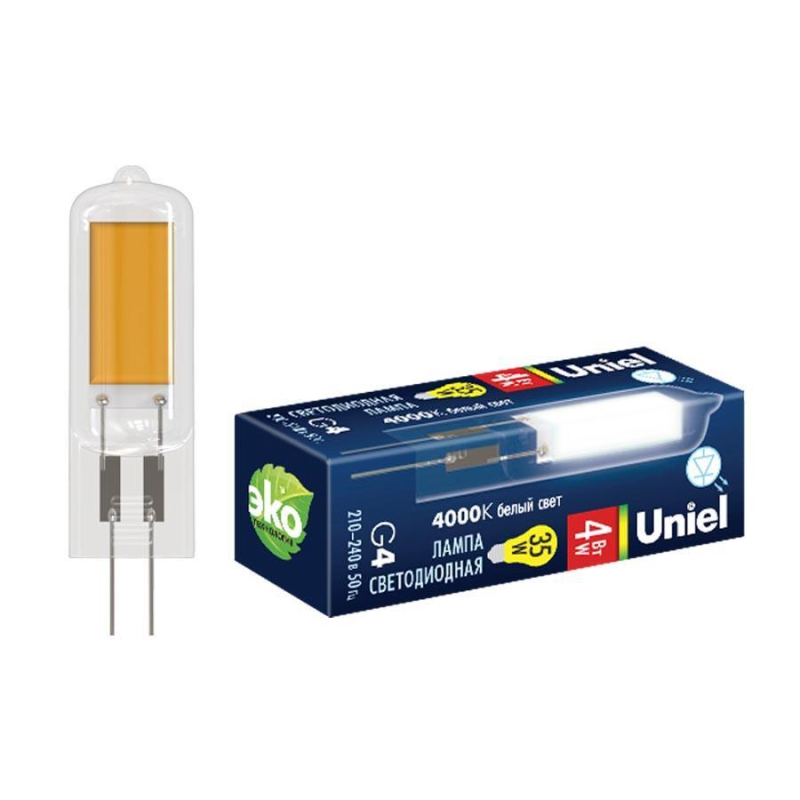 Лампа светодиодная Uniel (UL-00005066) G4 6W 4000K колба прозрачная LED-JC-220/6W/4000K/G4/CL GLZ08TR в Санкт-Петербурге