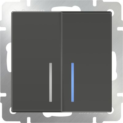 Выключатель двухклавишный с подсветкой серо-коричневый WL07-SW-2G-LED 4690389054037 в Санкт-Петербурге