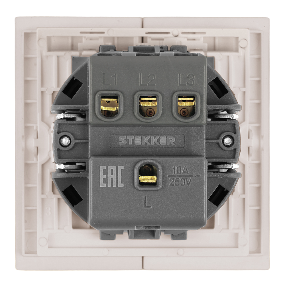 Выключатель 3-клавишный (механизм) Stekker Мия 250В 10А RSW10-3108-08 пудровый жемчуг 50474 в Санкт-Петербурге