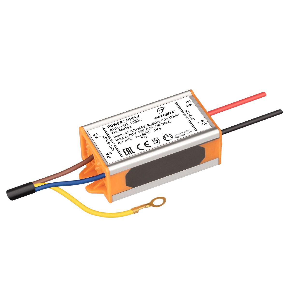 Блок питания Arlight ARPJ-SN-18300 (5W, 9-18V, 300mA, IP65) 040792 в Санкт-Петербурге