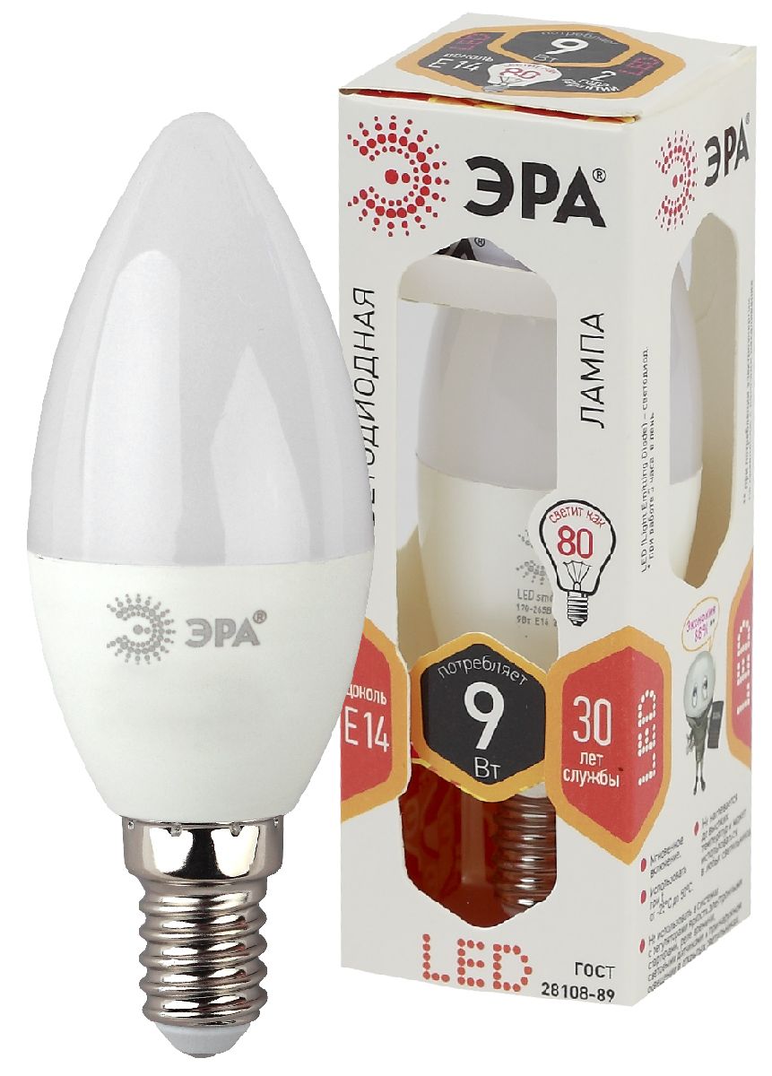 Лампа светодиодная Эра E14 9W 2700K LED B35-9W-827-E14 Б0027969 в #REGION_NAME_DECLINE_PP#