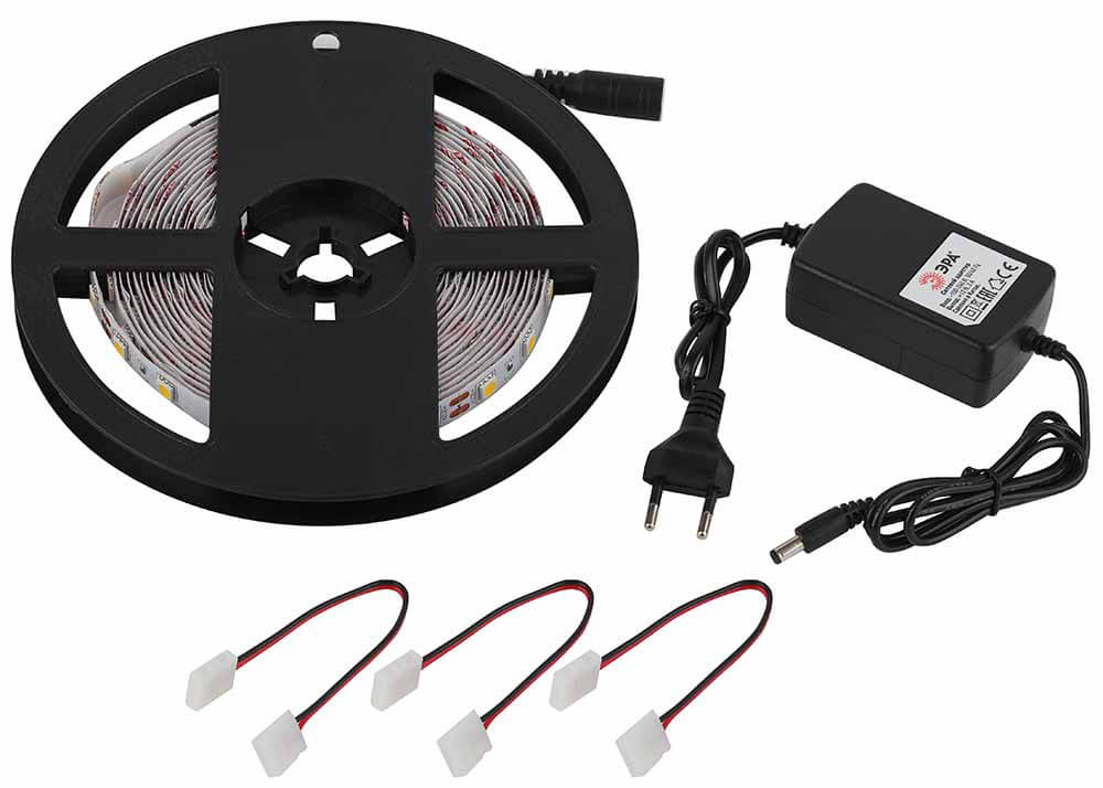 Светодиодная лента ЭРА 14,4W/m 60LED/m 5050SMD теплый белый 5M 5050kit-14,4-60-12-IP20-2700-5m Б0043066 в Санкт-Петербурге