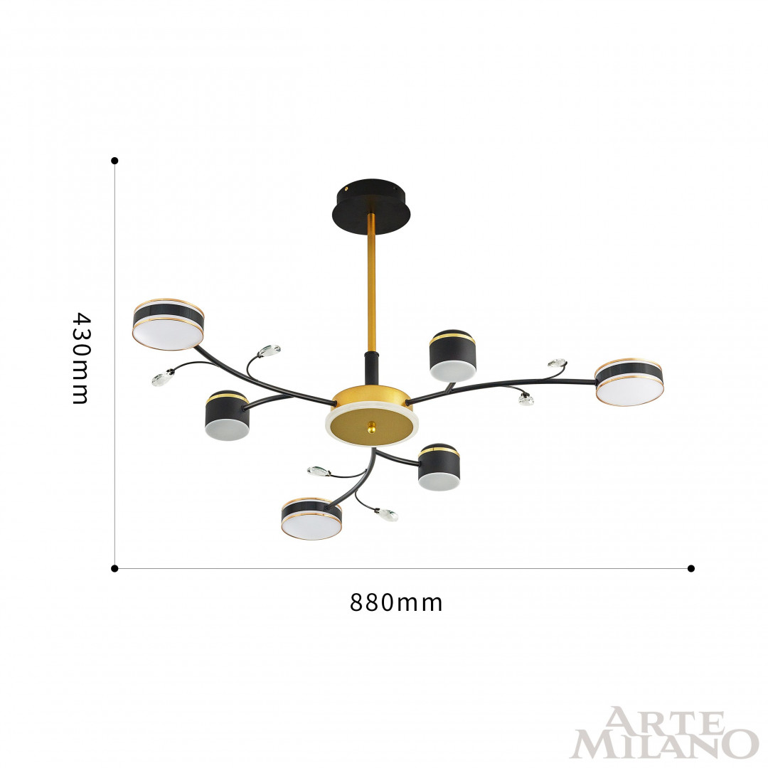 Люстра на штанге Arte Milano Ferrara 276240/6+1 BK/GD в #REGION_NAME_DECLINE_PP#