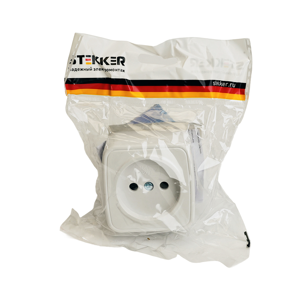 Розетка накладная 1-местная Stekker Basic PST10-501-20 50074 в Санкт-Петербурге
