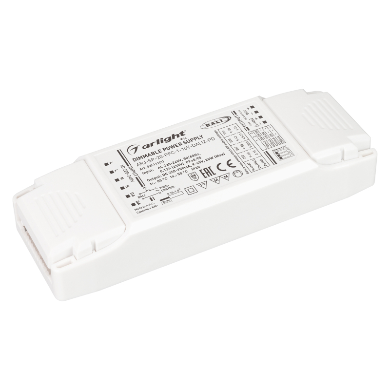 Блок питания Arlight ARJ-SP-20-PFC-1-10V-DALI2-PD (20W, 250-700mA) 025111(1) в Санкт-Петербурге