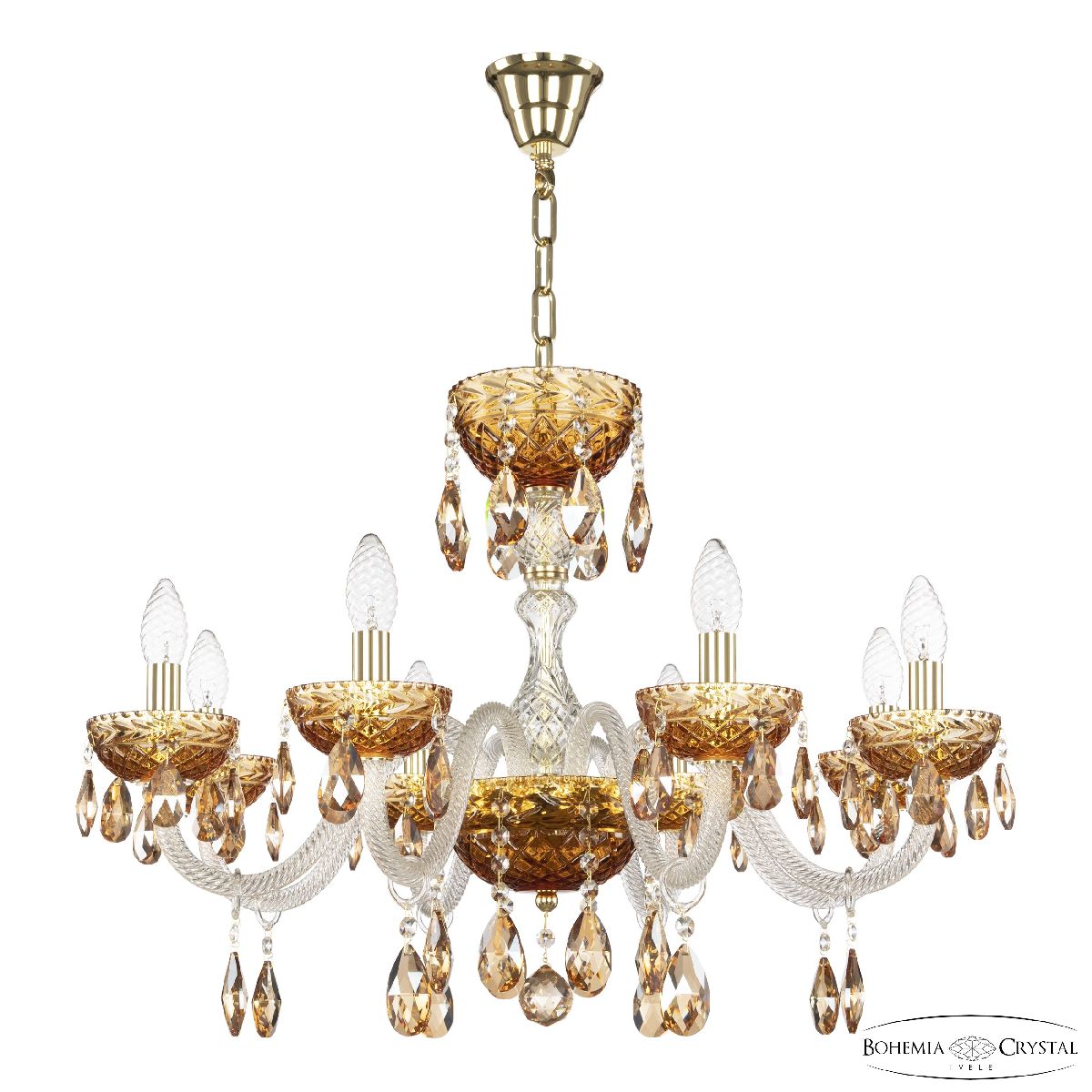 Подвесная люстра Bohemia Ivele Crystal 5417/8/240 G Amber/M-1F K721 в Санкт-Петербурге
