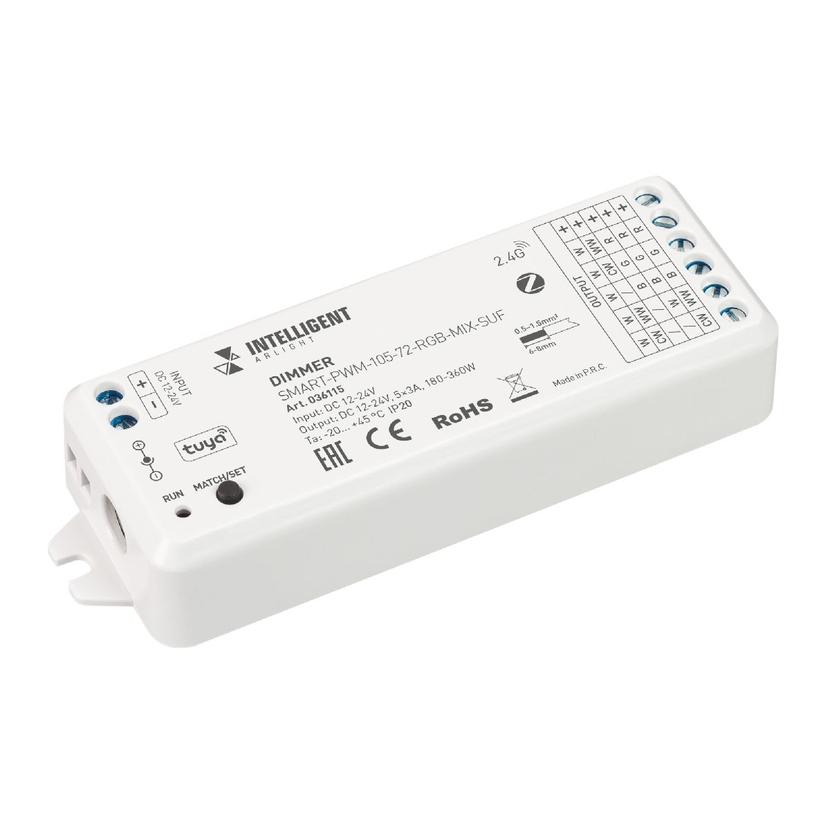 Диммер Arlight SMART-PWM-105-72-RGB-MIX-SUF (12-24V, 5x3A, ZB, 2.4G) 036115 в Санкт-Петербурге