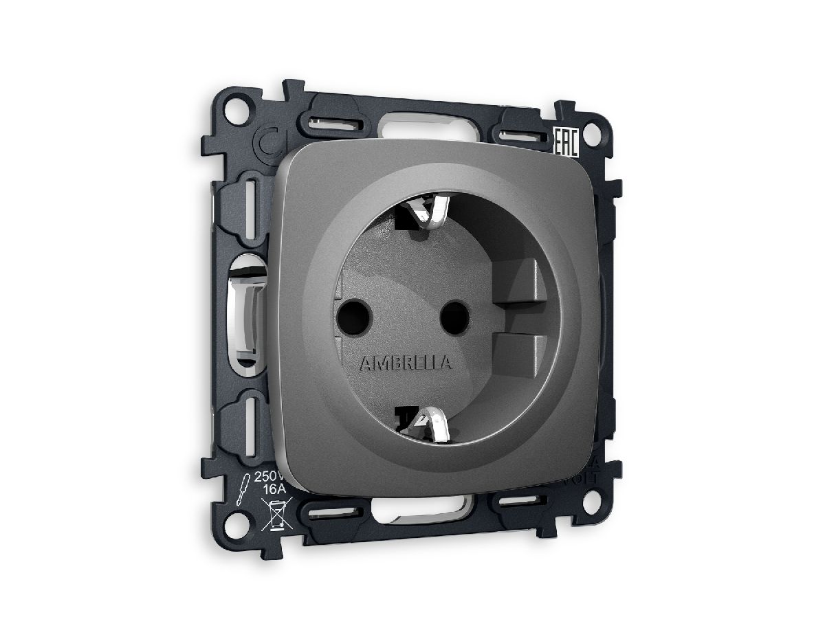 Комплект механизма розетки с/з cо шторками Ambrella Volt Omega MO657010 в Санкт-Петербурге