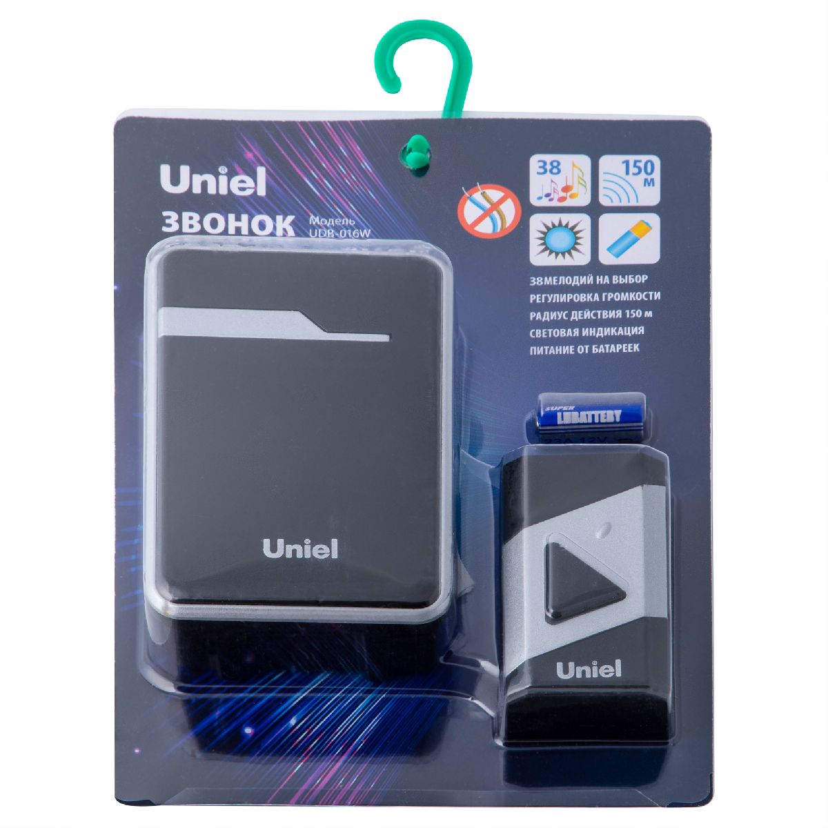 Беспроводной звонок Uniel UDB-016W-R1T1-38S-150M-BL/SL UL-00011372 в Санкт-Петербурге