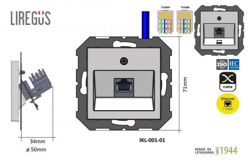 Розетка компьютерная (RJ45) Liregus Retro 29-235 в Санкт-Петербурге