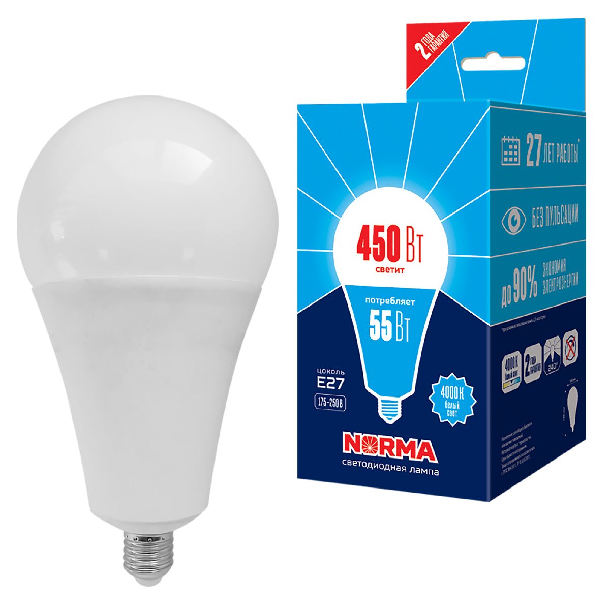 Лампа светодиодная Volpe Norma LED-A140-55W/4000K/E27/FR/NR картон UL-00005614 в Санкт-Петербурге