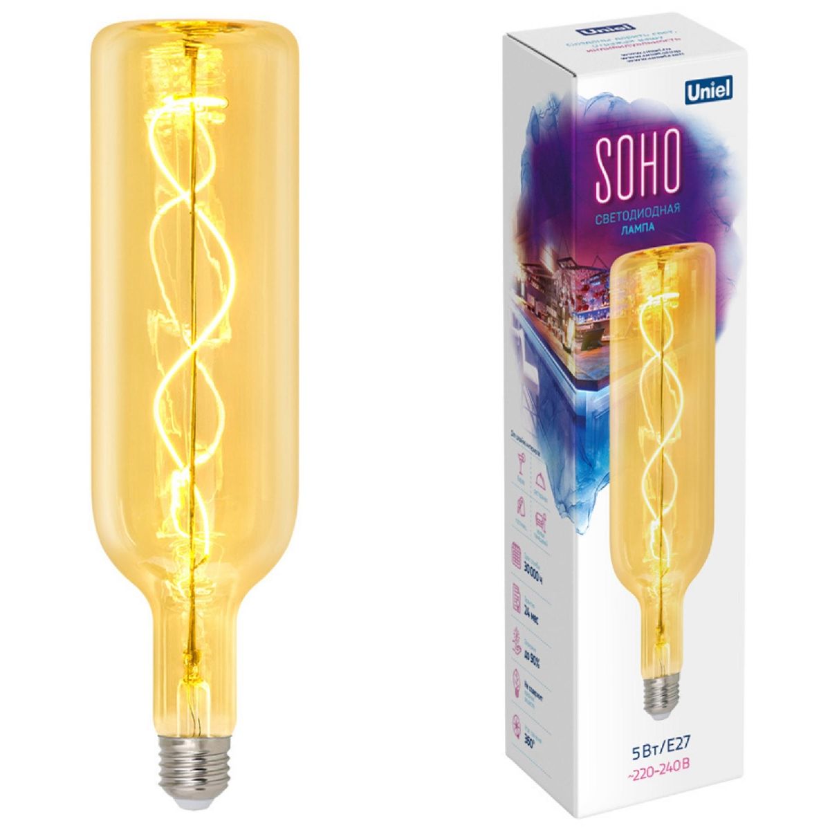Лампа светодиодная Uniel LED-SF21-5W/SOHO/E27/CW GOLDEN GLS77GO UL-00010070 в Санкт-Петербурге