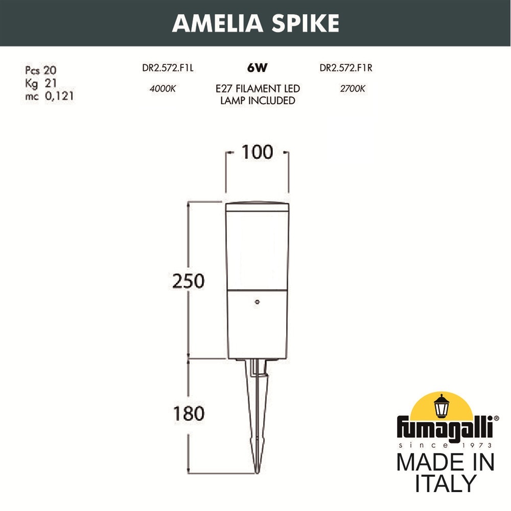 Ландшафтный светильник Fumagalli AMELIA SPIKE DR2.572.000.AYE27 в Санкт-Петербурге