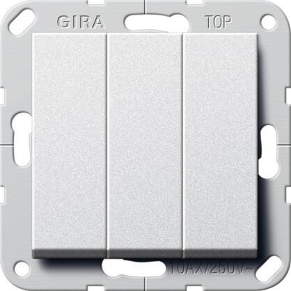 Выключатель трехклавишный Gira System 55 10A 250V британский стандарт алюминий 283026 в Санкт-Петербурге