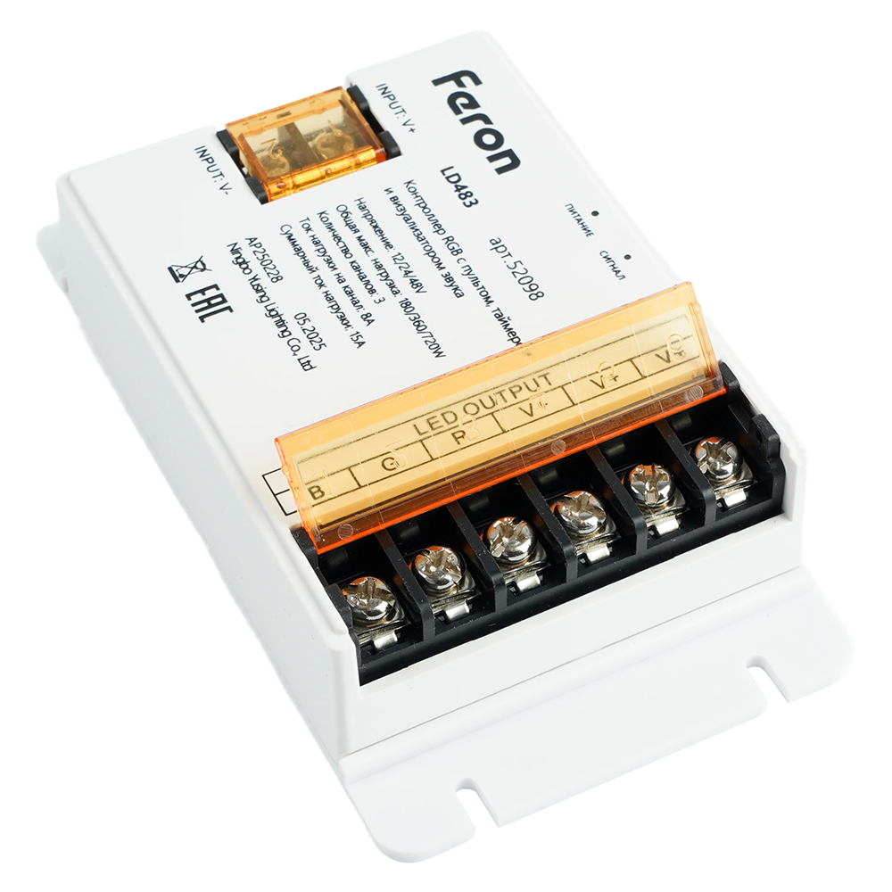 Контроллер RGB с пультом, таймером и визуализатором звука Feron LD483 12-24-48V 52098 в #REGION_NAME_DECLINE_PP#