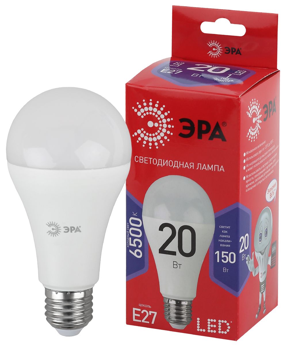 Лампа светодиодная Эра E27 20W 6500K LED A65-20W-865-E27 R Б0045326 в Санкт-Петербурге
