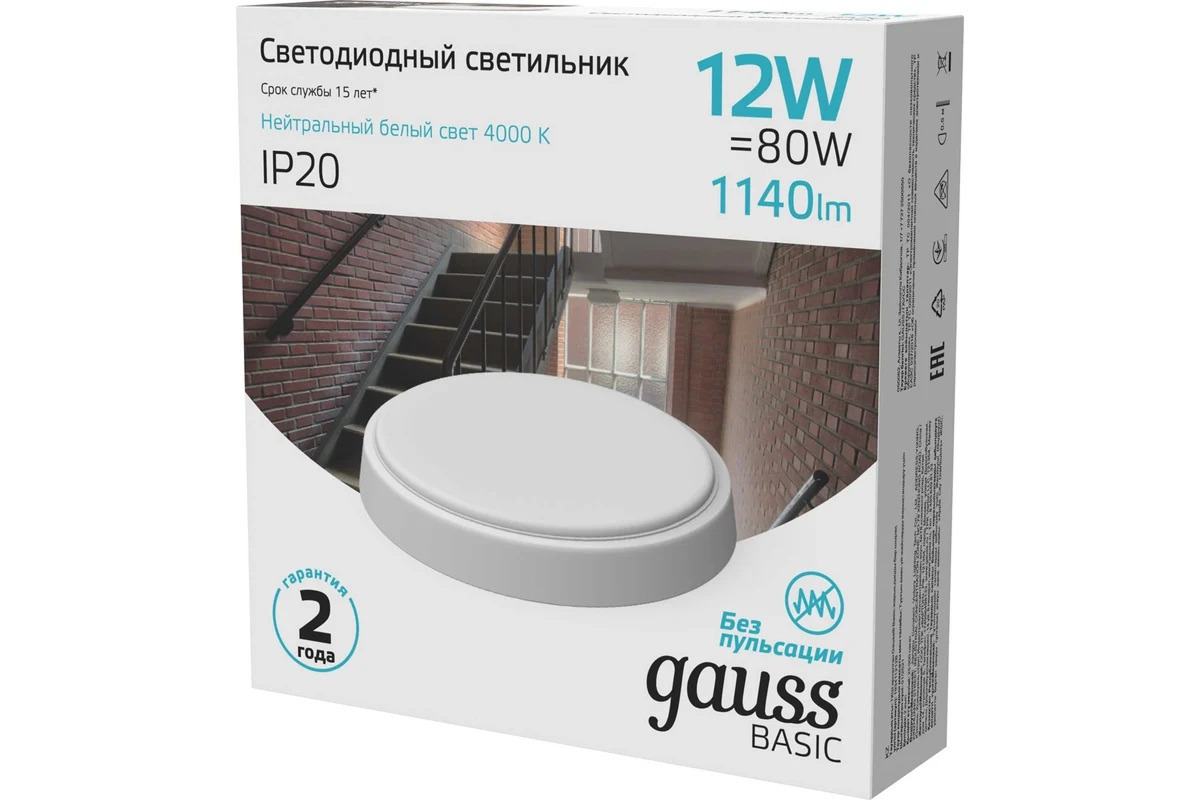 Настенно-потолочный светильник Gauss Basic 193411212B в Санкт-Петербурге