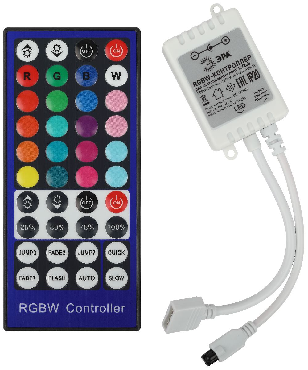 Контроллер с ИК пультом Эра RGBW-Controller-12/24V-96/192W-IP20-IR Б0061113 в Санкт-Петербурге