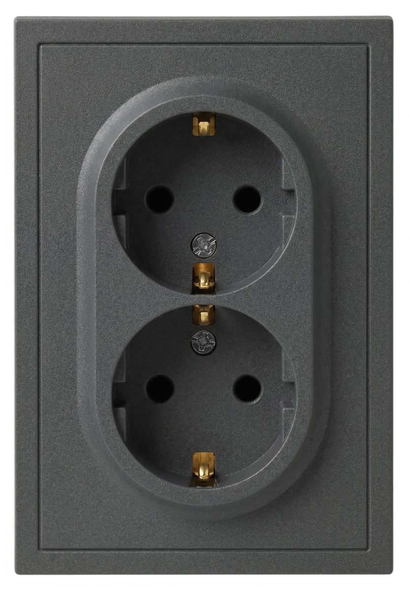 Розетка Эра Galaxy 15-2104-06 с заземлением двойная 2X2P+E Schuko 16А-250В IP20 графит Б0070687 в Санкт-Петербурге
