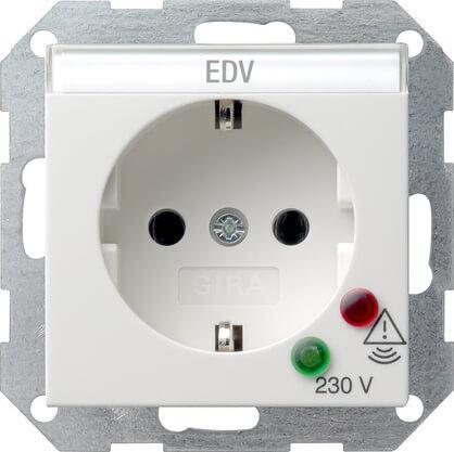 Розетка Gira System 55 Schuko с защитой от перенапряжения с/з 16A 250V безвинтовой зажим чисто-белый глянцевый 045103 в Санкт-Петербурге