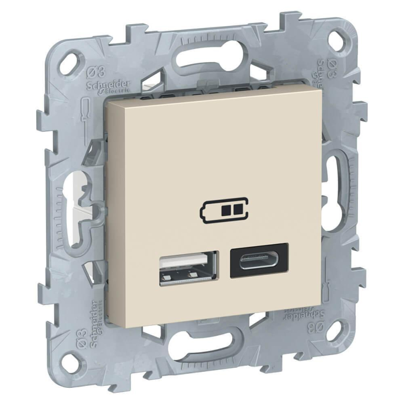 Розетка компьютерная USBx2 Schneider Electric Unica New тип А+С NU501844 в Санкт-Петербурге
