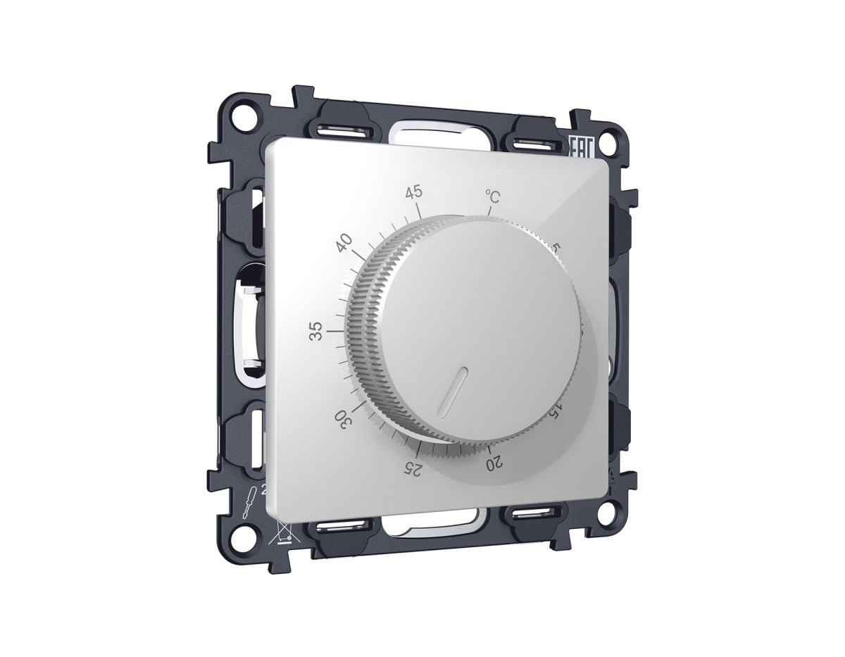 Комплект механизма терморегулятора с датчиком для теплого пола с подсветкой 16A-250V Alfa Серебро глянец Quant Ambrella Volt MA405710 (AP4057, VM1381) в Санкт-Петербурге