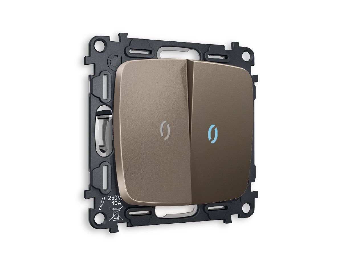 Комплект механизма 2-кл проходного выключателя с подсветкой Ambrella Volt Omega MO634040 в Санкт-Петербурге