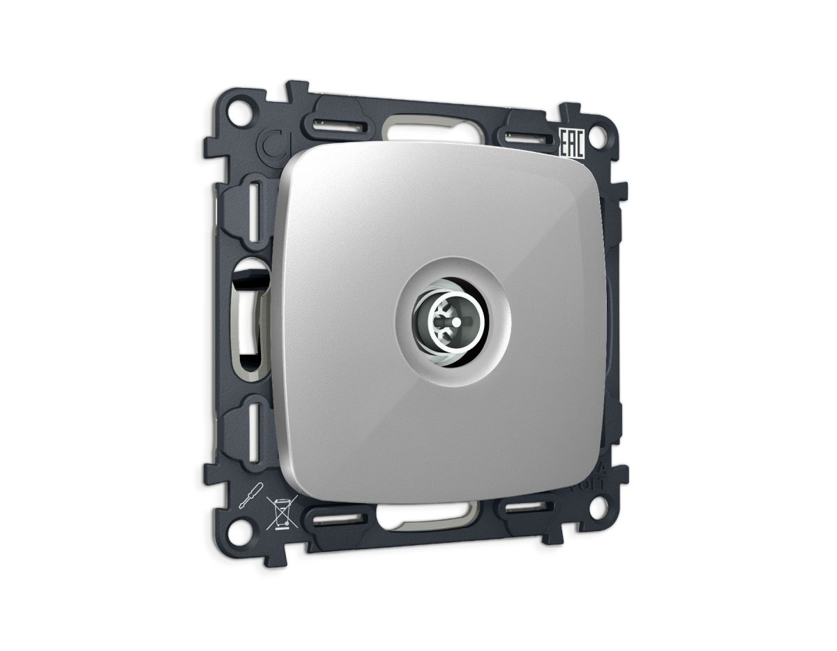 Комплект механизма TV розетки Ambrella Volt оконечной экранированной 5-1000MHz 3dB OMEGA MO413005 Серебро глянец QUANT (OP4130, VM199) в Санкт-Петербурге