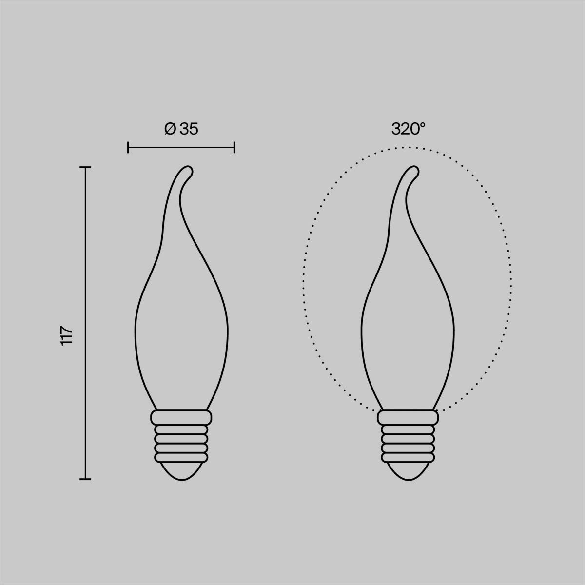 Светодиодная филаментная лампа Voltega Ультра Филамент Свеча на ветру 9Вт 4000K E14 CRI97 диммируемая 3059 в Санкт-Петербурге