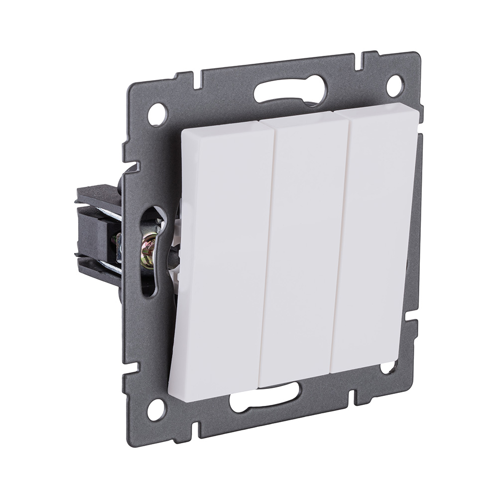 Выключатель 3-клавишный 10А/250В, белый матовый Kollinger REA-S-012WM для Aspekt, Eleganz, Reflex в #REGION_NAME_DECLINE_PP#