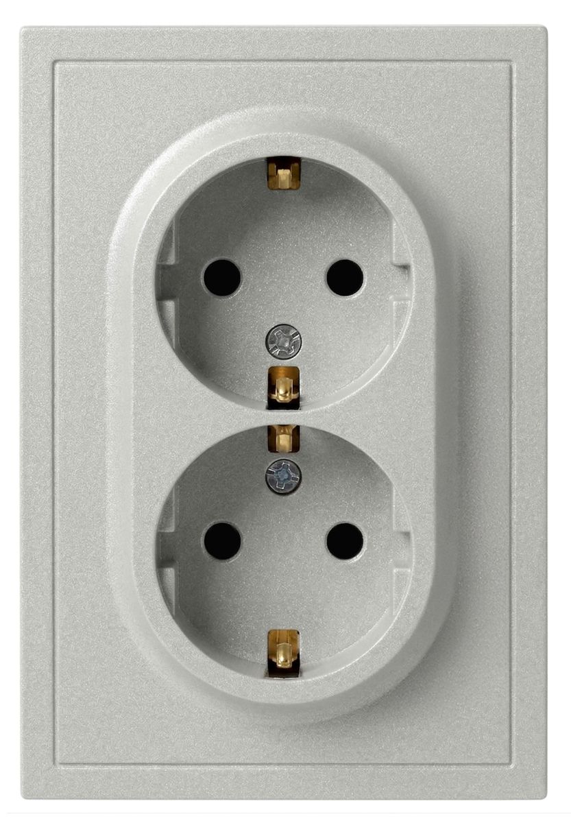 Розетка Эра Galaxy 15-2104-03 с заземлением двойная 2X2P+E Schuko 16А-250В IP20 алюминий Б0070681 в Санкт-Петербурге