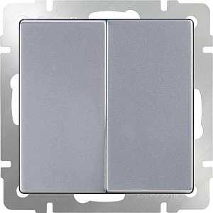 Выключатель Werkel двухклавишный проходной серебряный WL06-SW-2G-2W 4690389053849