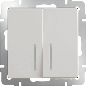 Выключатель Werkel двухклавишный проходной с подсветкой слоновая костьWL03-SW-2G-2W-LED-ivory 4690389059278