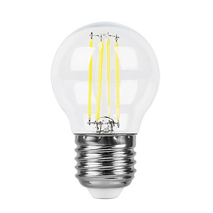 Лампа светодиодная филаментная Feron E27 7W 6400K прозрачная LB-52 38222