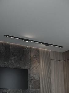 Трековая система со светильниками №6 трехфазная накладная Eldeko (48В, форма - прямая, 3м, 3000K) черная Hesby Lighting HSBL_kompl_E006_NI3B3K