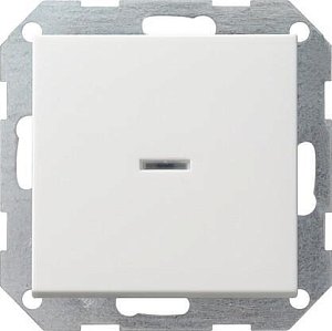 Выключатель кнопочный одноклавишный Gira System 55 с подсветкой 10A 250V чисто-белый глянцевый 012203