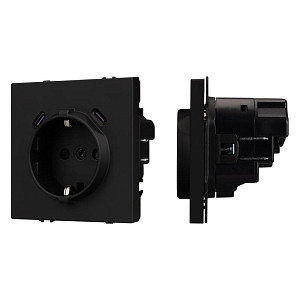 Механизм розетки с USB зарядкой Arlight SCT-NOBE-MUCC-SFPL-BK (230V, 16A) 061813